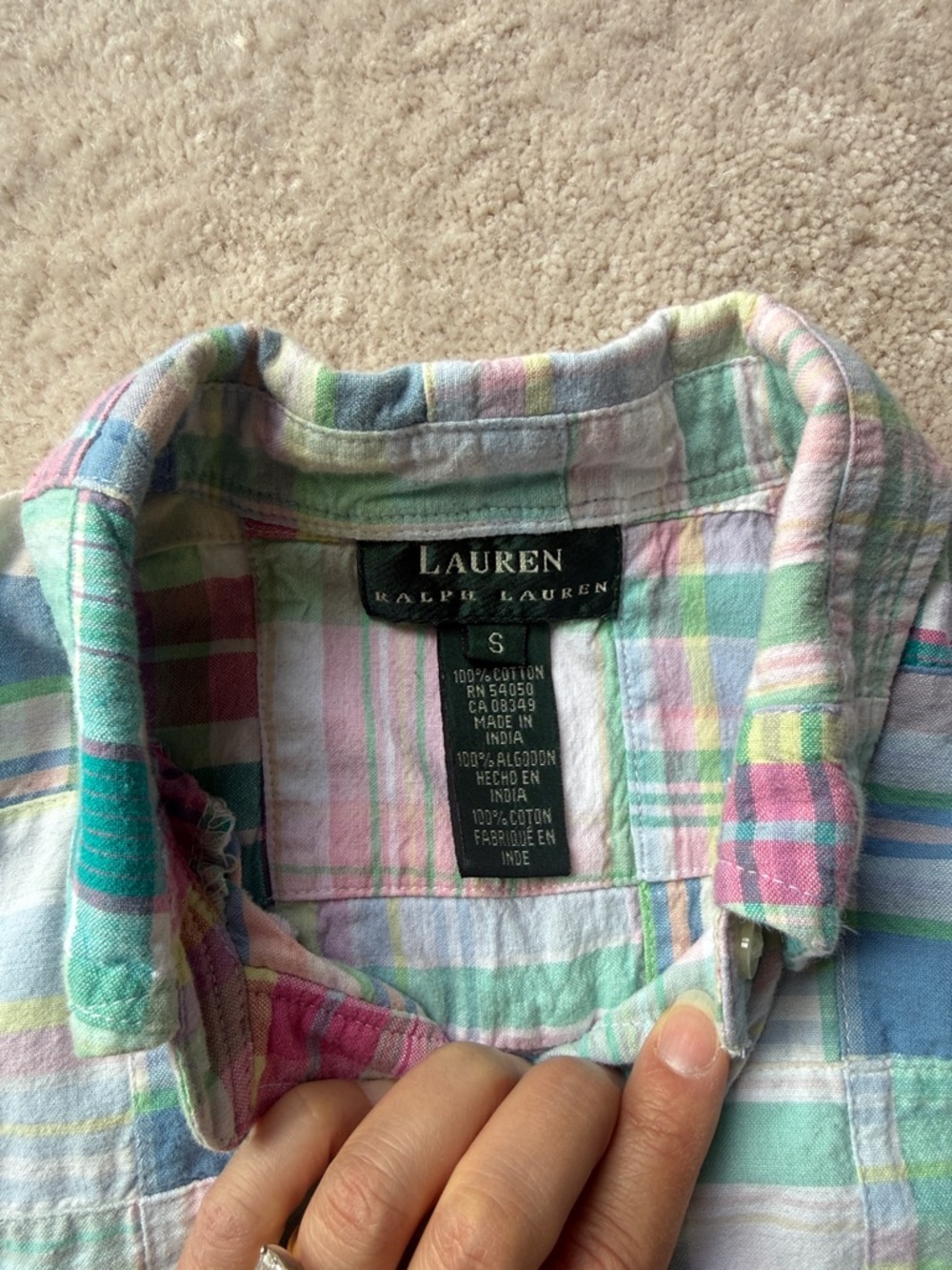 Lauren Ralph Lauren Pastel Patchwork Sleeveless Shirt Dress - Multi - Picture 4 of 6